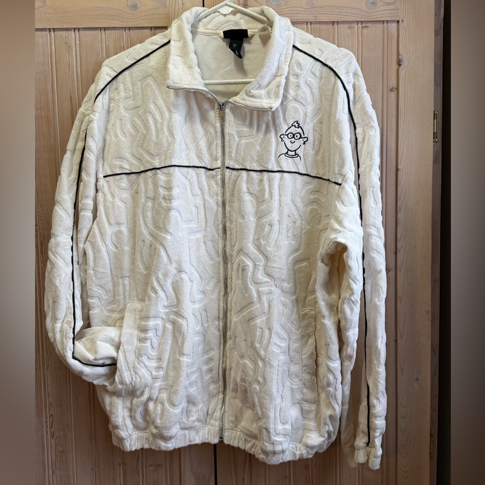 H&M Off-White Textured Jacket Keith Haring Design